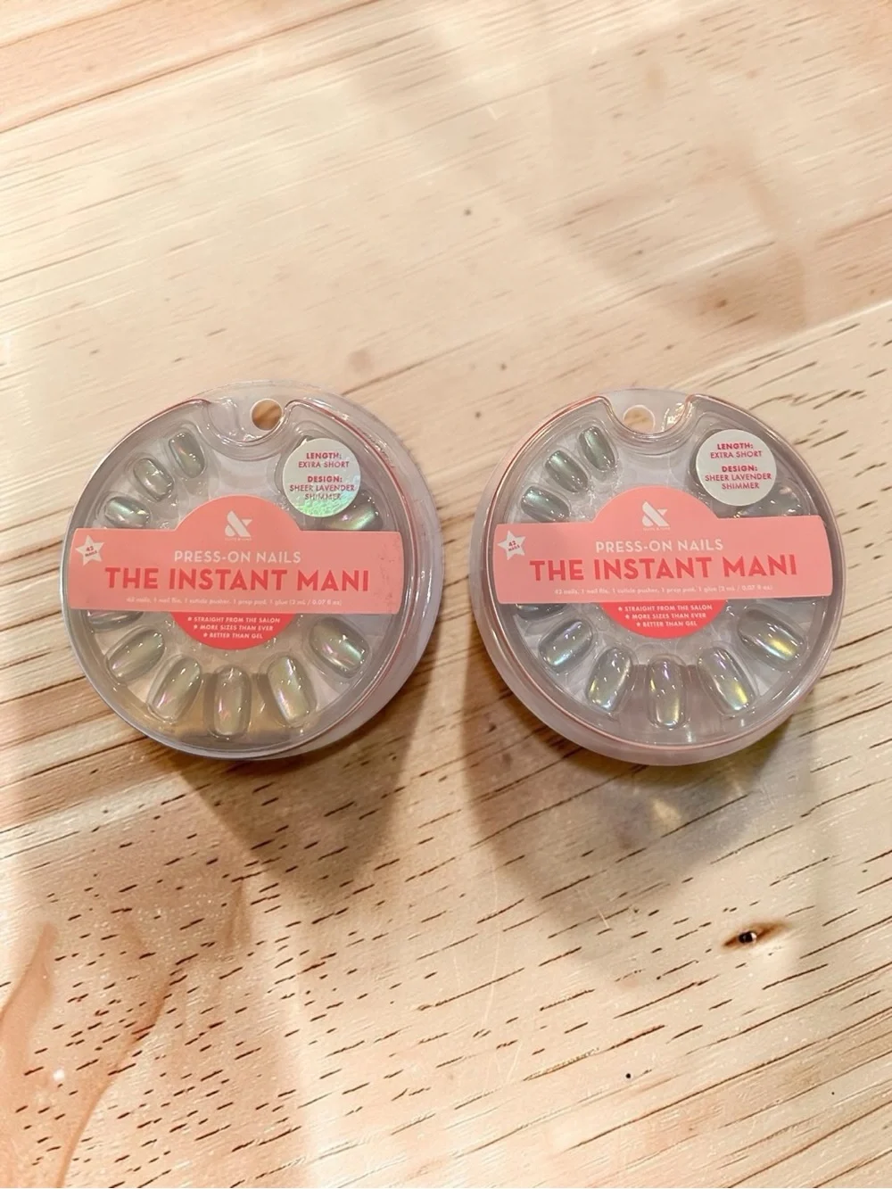 Olive & June Instant Mani Sheer Lavender Shimmer Press-On Nails Bundle of 2